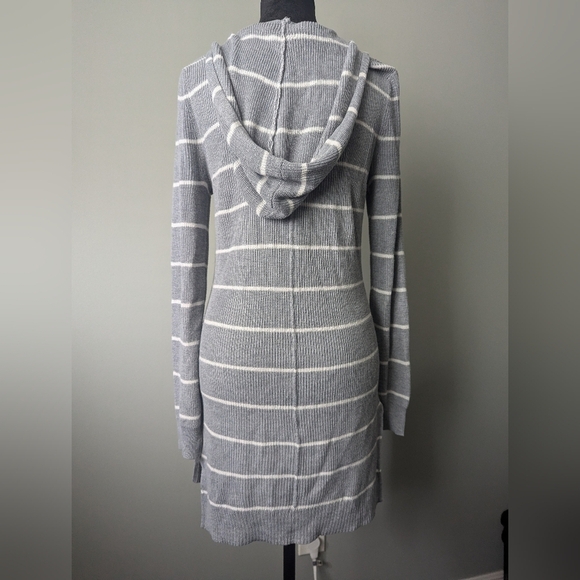 SO Hooded Cardigan with Gray and White Stripes - Picture 4 of 7